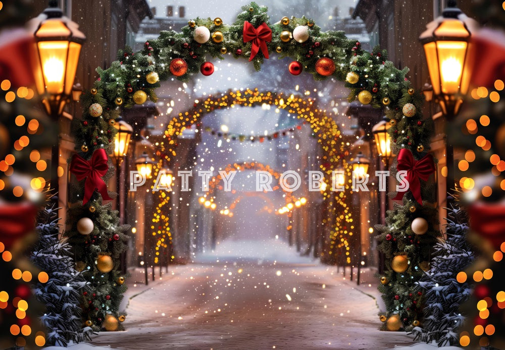 Kate Christmas Night Arch Street Store Backdrop Designed by Patty Robert -UK