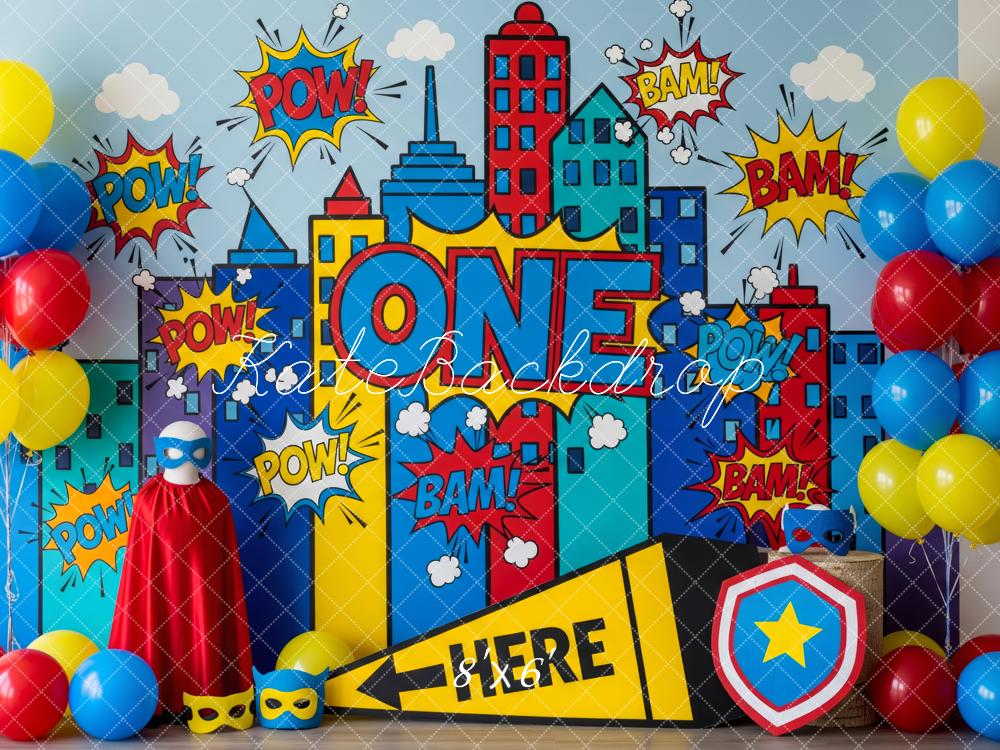 Kate Children Superhero Comic City Pow Backdrop Designed by Patty Robert