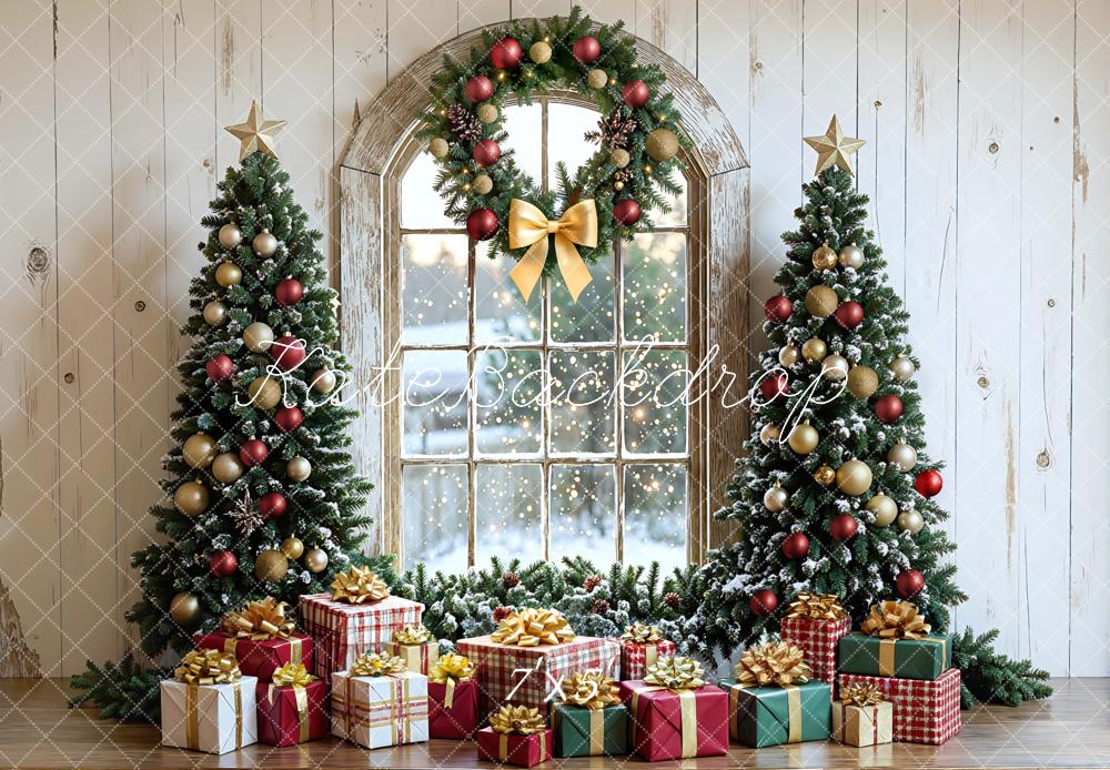 Kate Christmas Trees Wreath Gifts Rustic Window Backdrop Designed by Mini MakeBelieve -UK