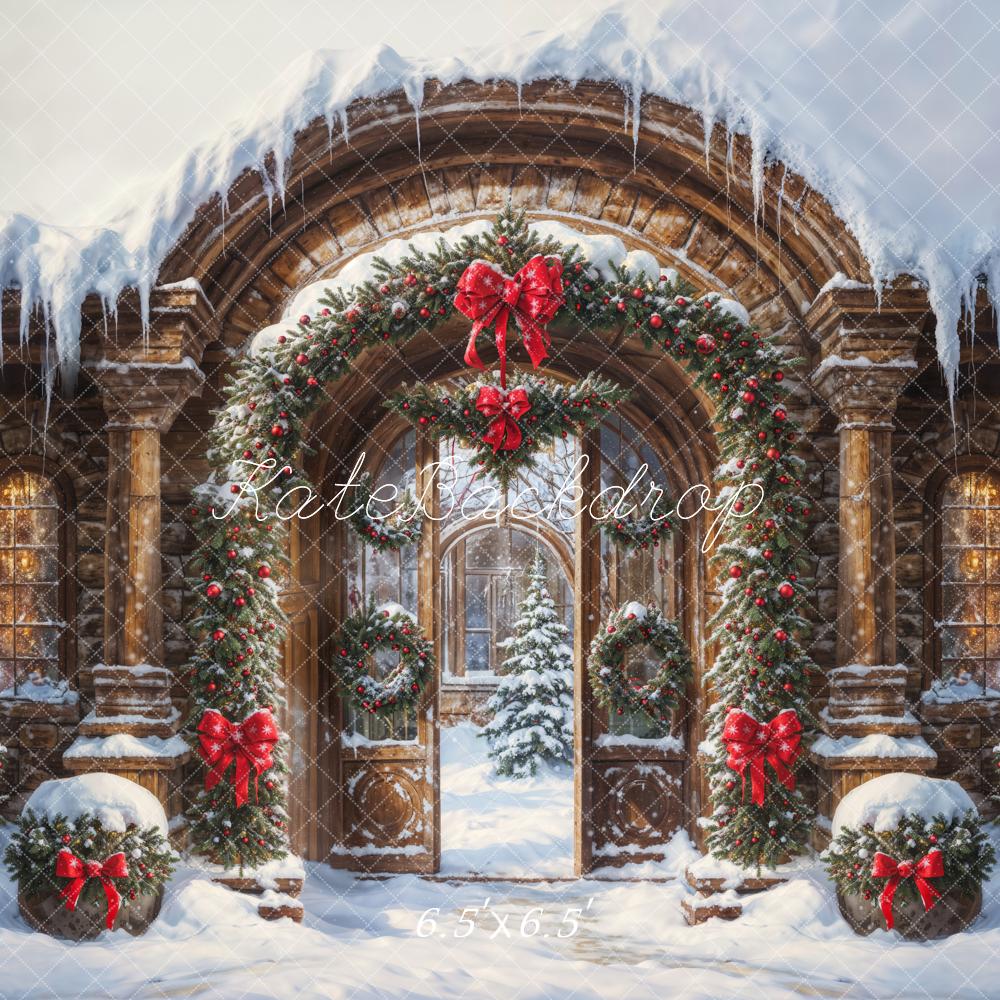 Kate Christmas Snow Vintage Arch Castle Gate Backdrop Designed by GQ -UK