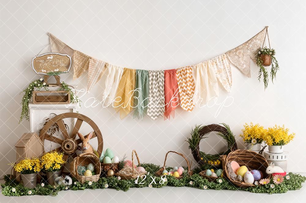 Kate Easter Bunny Eggs Wagon Basket Garland Backdrop Designed by Emetselch