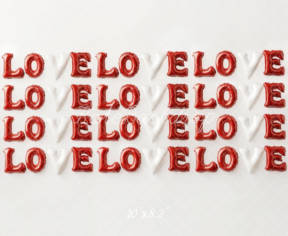 Kate Love Balloon Pattern Red White Fleece Backdrop Designed by Emetselch -UK