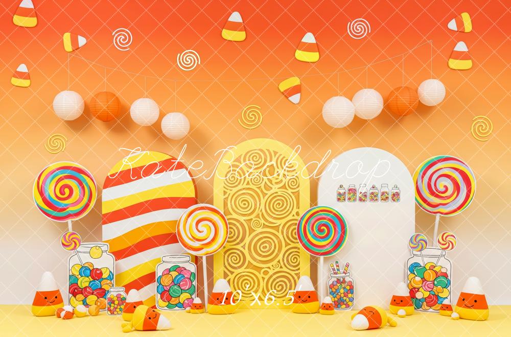Kate Candy Corn Lollipops Orange Gradient Backdrop Designed by Patty Robert