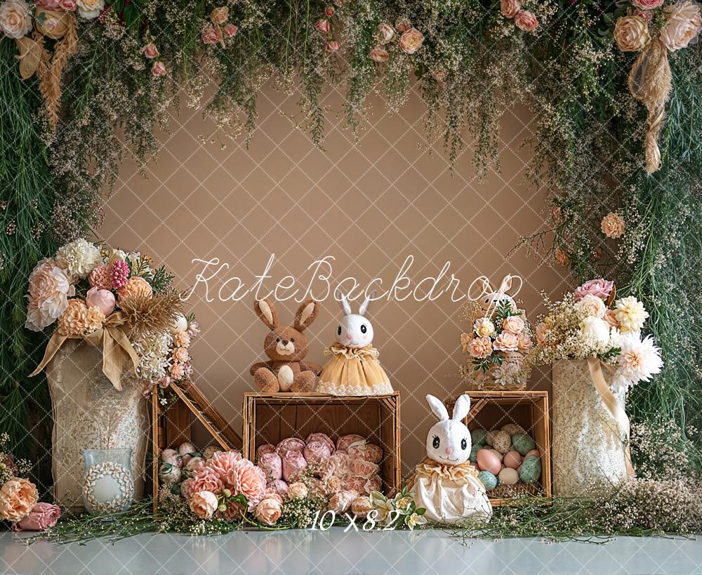 Kate Easter Bunny Flower Arch Fleece Backdrop Designed by Emetselch -UK