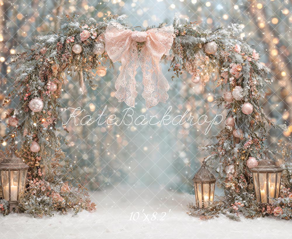 Kate Winter Floral Arch Snowy Backdrop Designed by Ashley Paul