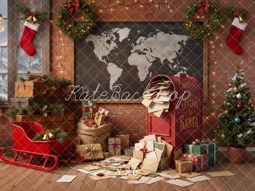 Kate Christmas Letters To Santa Sleigh Map Backdrop Designed by Emetselch