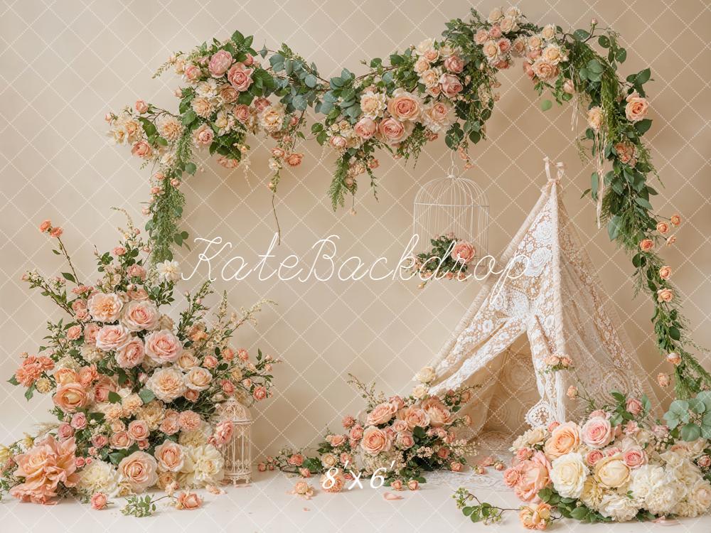 Kate Spring Floral Arch Lace Tent Backdrop Designed by Emetselch