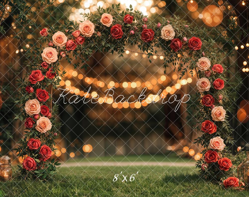 Kate Valentine Flower Arch Lights Garden Wedding Backdrop Designed by Emetselch