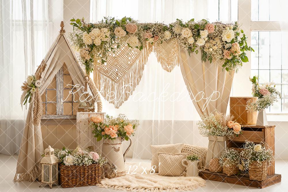 Kate Boho Floral Arch Tent Baskets Backdrop Designed by Emetselch