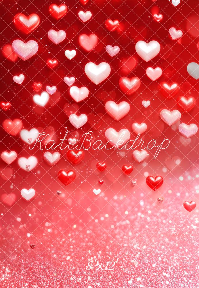 Kate Red Hearts Sparkle Bokeh Fleece Backdrop Designed by Emetselch -UK