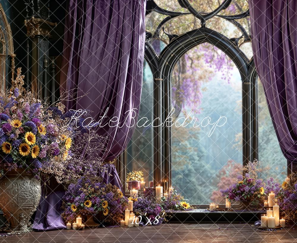 Kate Purple Curtains Candlelight Window Fleece Backdrop Designed by Emetselch -UK