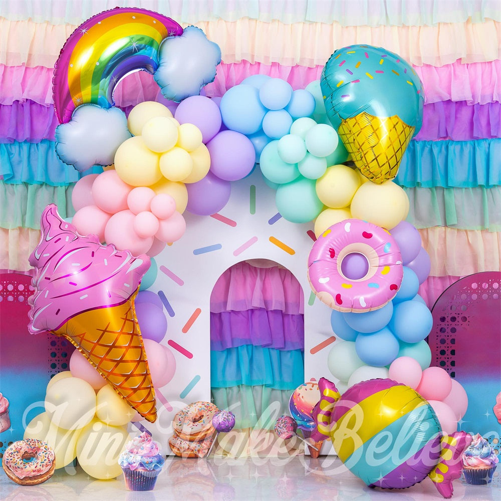Kate Cake Smash Ice Cream Balloons Arch Backdrop Designed by Mini MakeBelieve -UK
