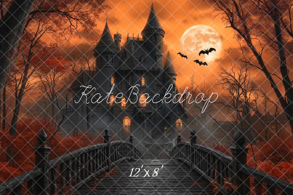 Kate Halloween Haunted Castle Bridge Moon Backdrop Designed by Emetselch -UK