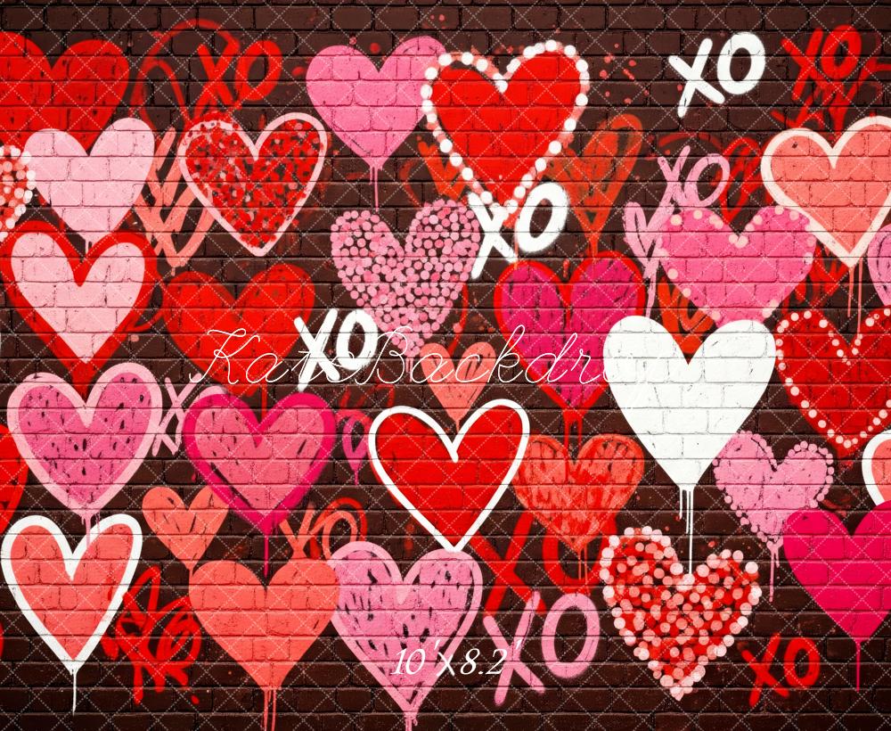 Kate Graffiti Hearts Brick Wall Valentine Backdrop Designed by Patty Robert