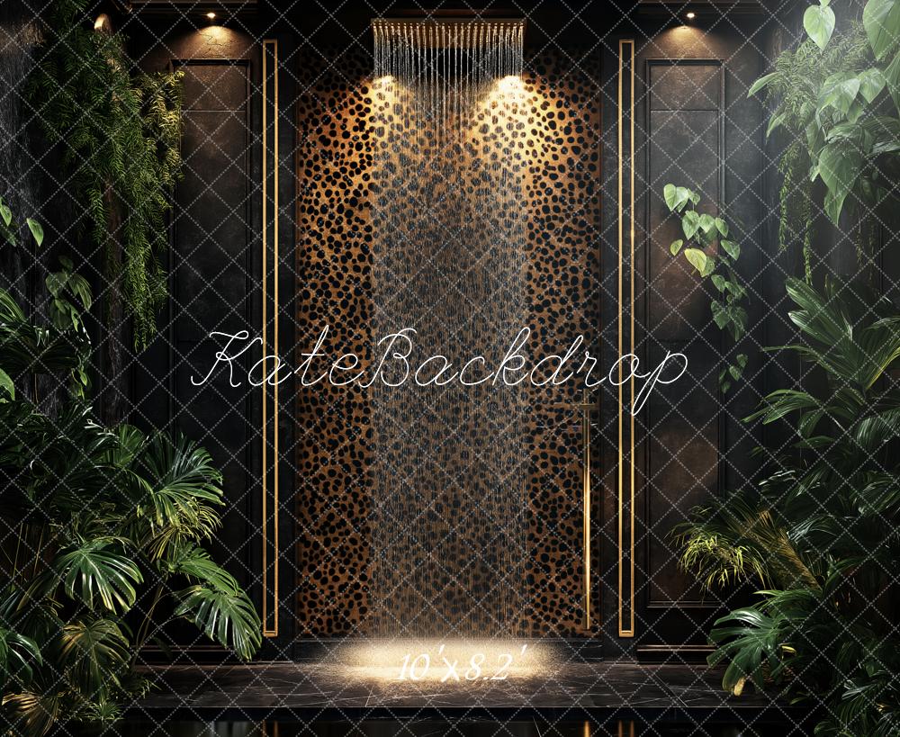 Kate Leopard Wall Tropical Greenery Backdrop Designed by Ashley Paul