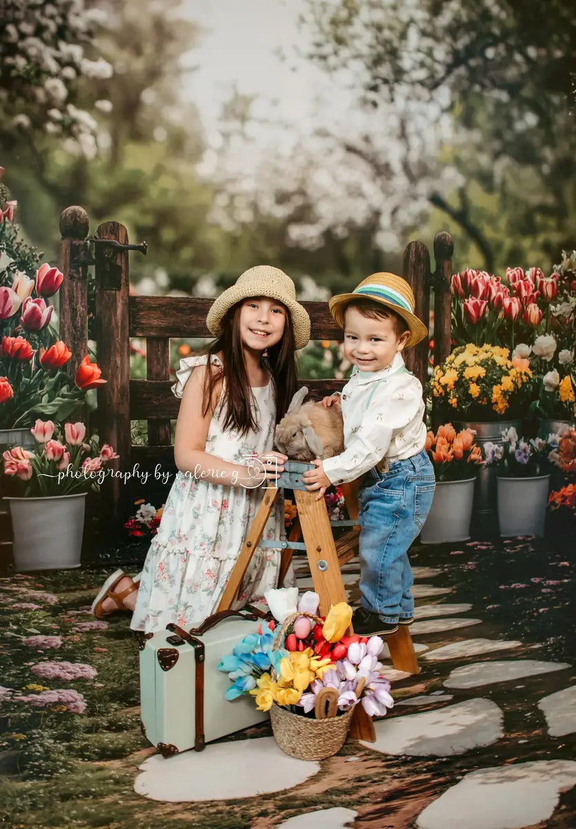 Kate Spring Tulips Garden Backdrop Designed by Mini MakeBelieve