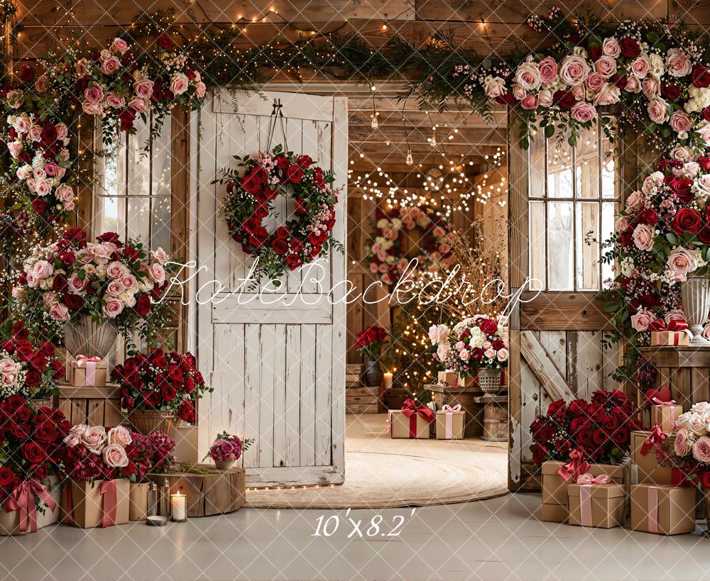Kate Valentine Rose Garland Rustic Doors Gift Backdrop Designed by Emetselch