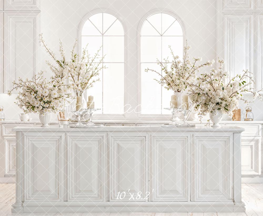 Kate White Kitchen Cabinets Blossom Backdrop Designed by Emetselch