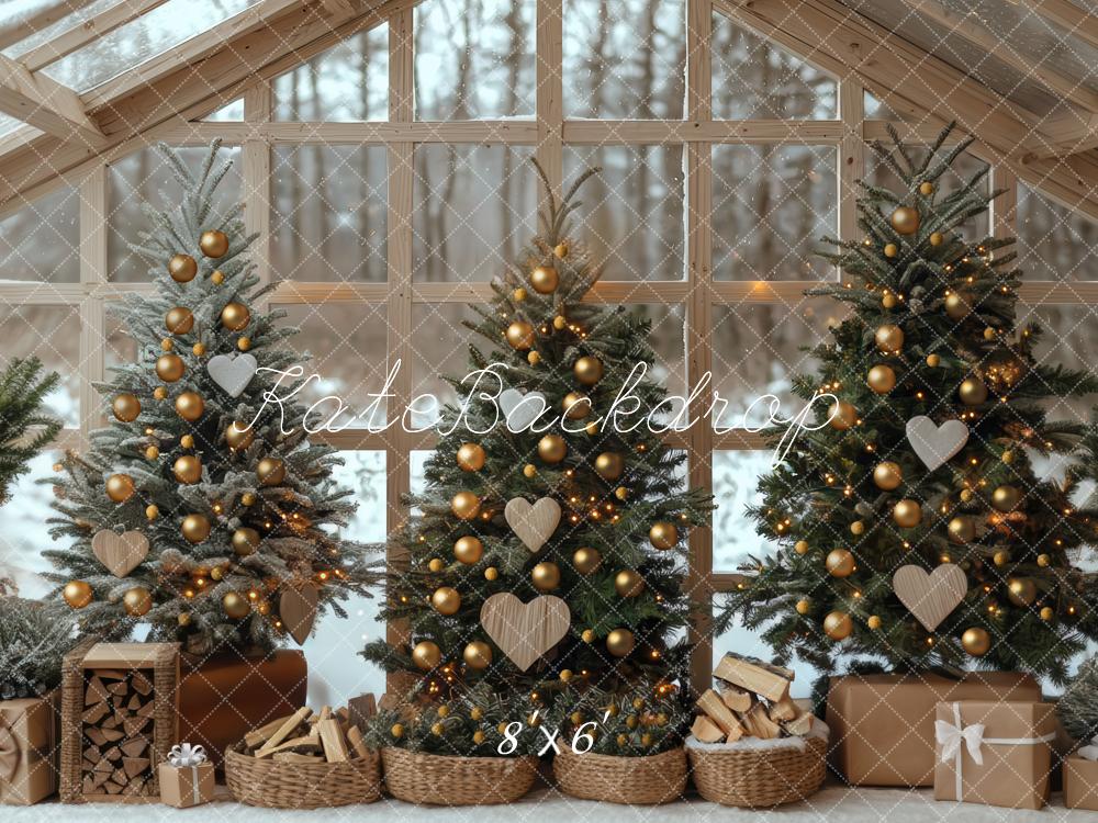 Kate Christmas Trees Presents Firewood House Backdrop Designed by Mini MakeBelieve -UK