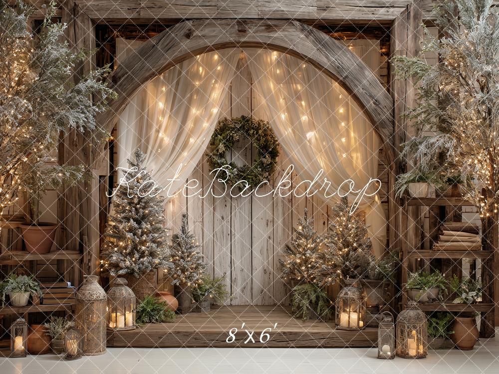 Kate Christmas Wooden Arch Fairy Lights Backdrop Designed by Ashley Paul