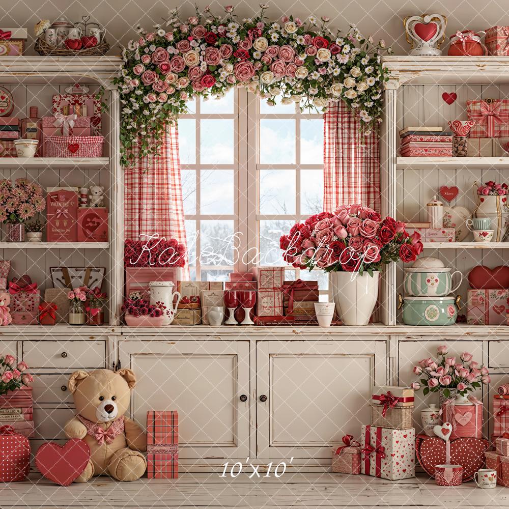 Kate Valentine Garland Gifts Teddy Bear Cabinet Backdrop Designed by Emetselch -UK
