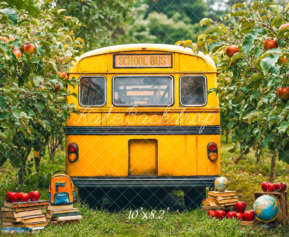 Kate Back To School Bus Orchard Apples Backdrop Designed by Emetselch -UK