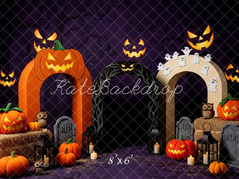Kate Halloween Pumpkin Arch Ghost Owl Backdrop Designed by Patty Robert