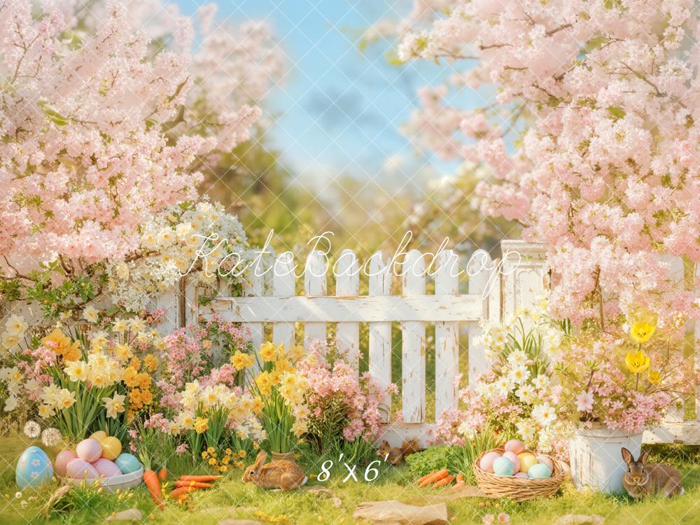 Kate Easter Bunny Eggs Garden Spring Backdrop Designed by Emetselch -UK