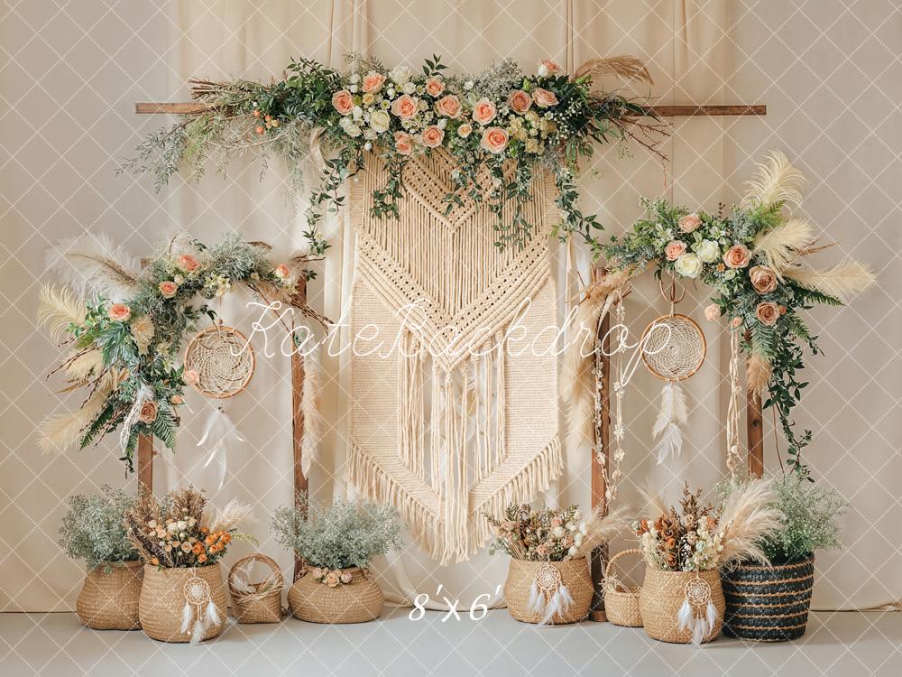 Kate Boho Macrame Dreamcatcher Floral Backdrop Designed by Emstselch
