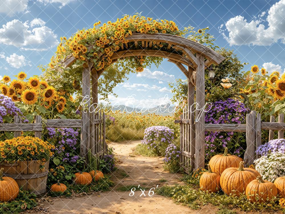 Kate Autumn Sunflower Arch Pumpkins Path Backdrop Designed by Emetselch