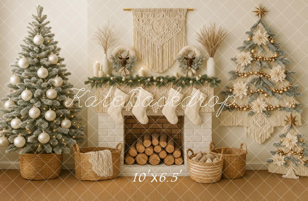 Kate Christmas Fireplace Macrame Tree Decor Backdrop Designed by Ashley Paul