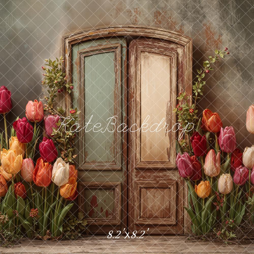 Kate Vintage Door Tulips Backdrop Designed by Emetselch