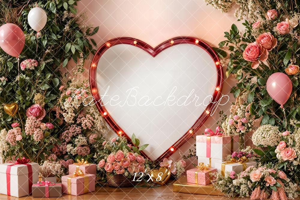 Kate Valentine Heart Balloons Rose Presents Backdrop Designed by Emetselch