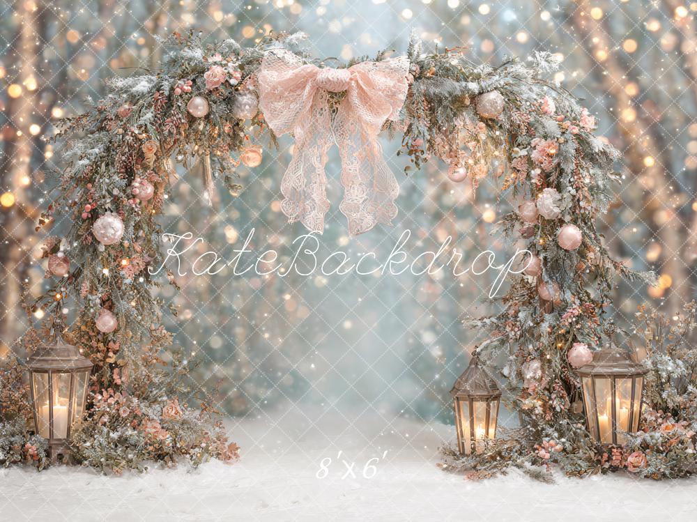 Kate Winter Floral Arch Snowy Backdrop Designed by Ashley Paul