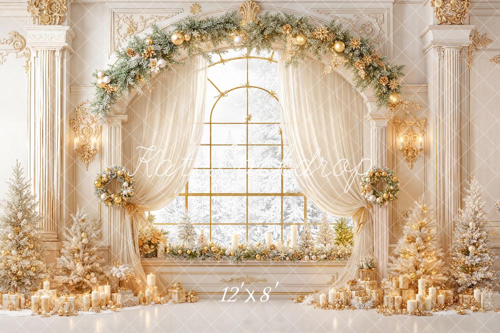 On Sale Kate Christmas Gold Garland Arch Elegant Trees Backdrop Designed by Emetselch