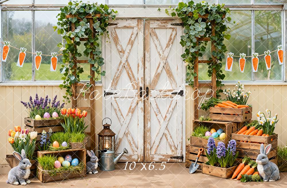 Kate Easter Bunny Carrots Farm Rustic Backdrop Designed by Emetselch -UK