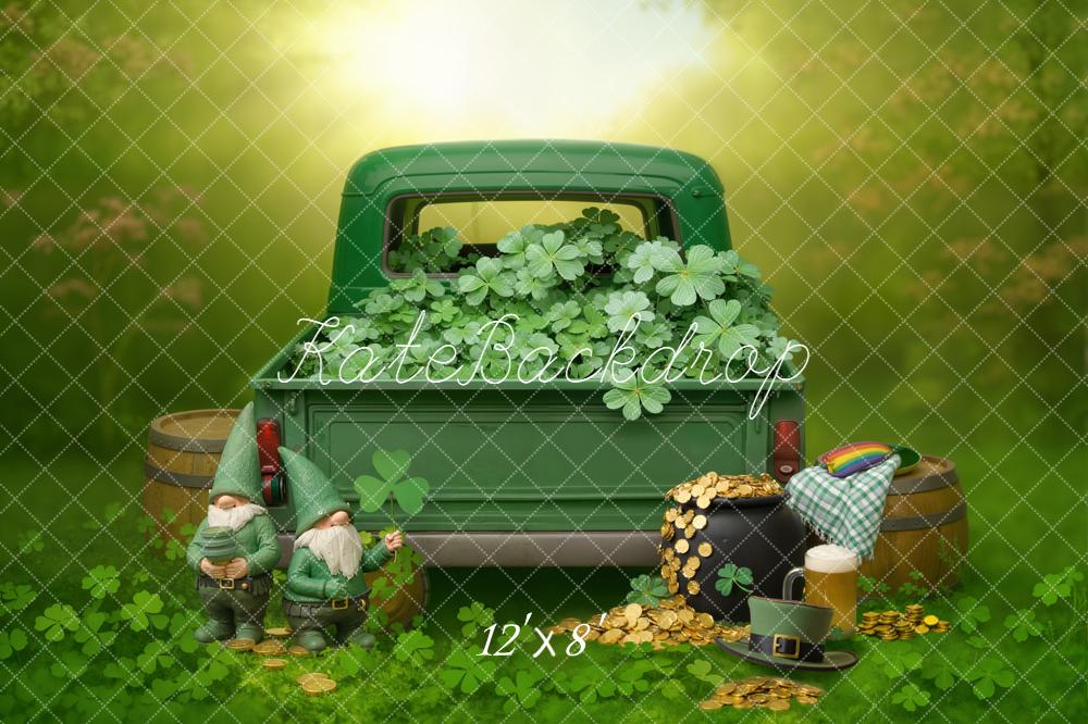 Kate St Patrick's Day Green Truck Shamrock Gnomes Backdrop Designed by Emetselch