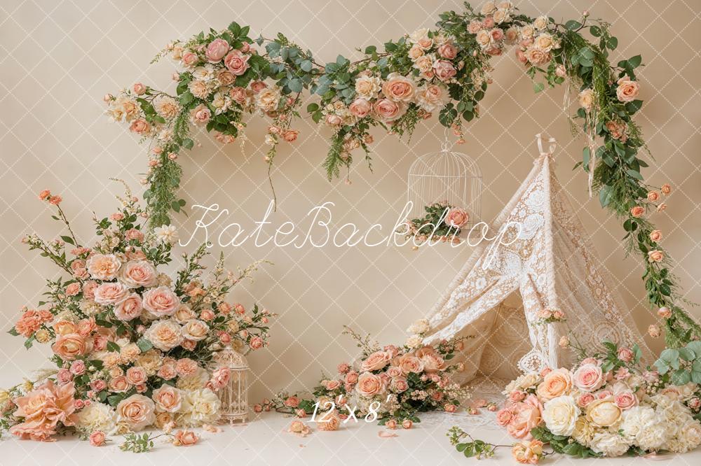 Kate Spring Floral Arch Lace Tent Backdrop Designed by Emetselch