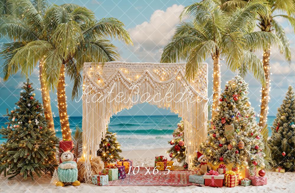 Kate Christmas Palm Trees Gift Boxes Backdrop Designed by Emetselch -UK