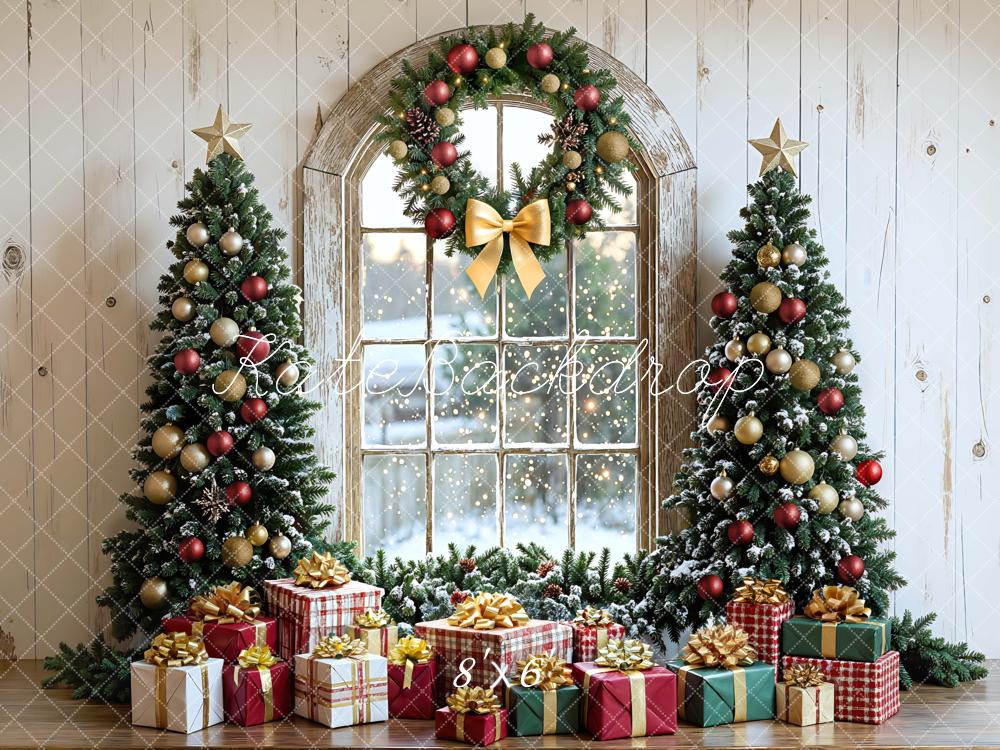 Kate Christmas Trees Wreath Gifts Rustic Window Backdrop Designed by Mini MakeBelieve -UK