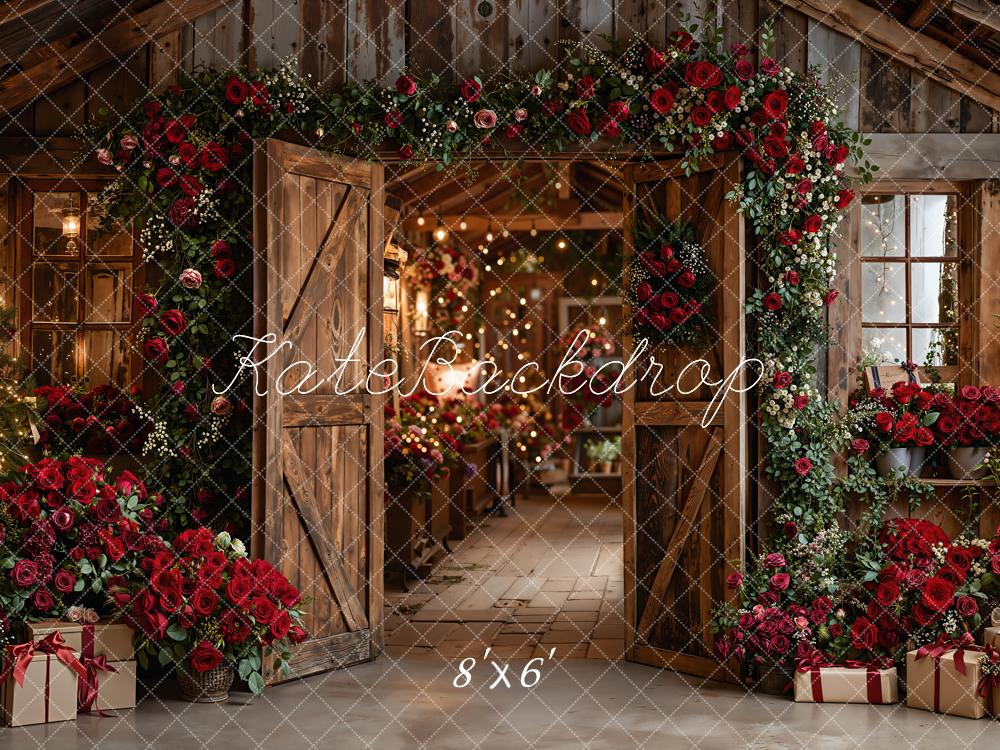 Kate Valentine Roses Wooden Cabin Roses Backdrop Designed by Emetselch