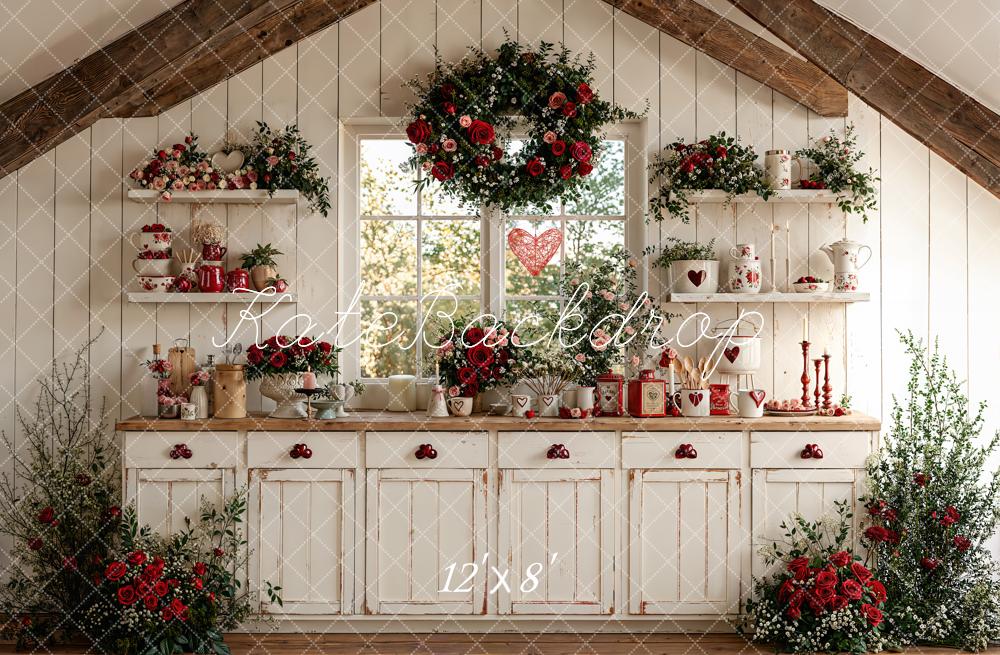 Kate Valentine Rustic Kitchen Floral Decor Backdrop Designed by Emetselch