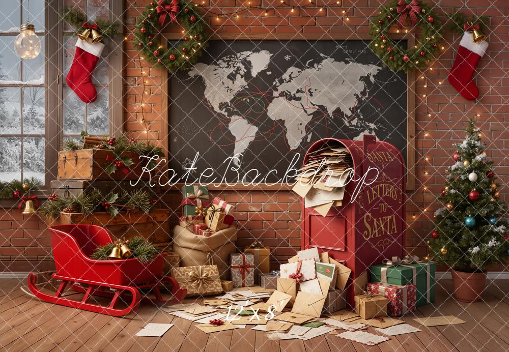 Kate Christmas Letters to Santa Mailbox Fleece Backdrop Designed by Emetselch