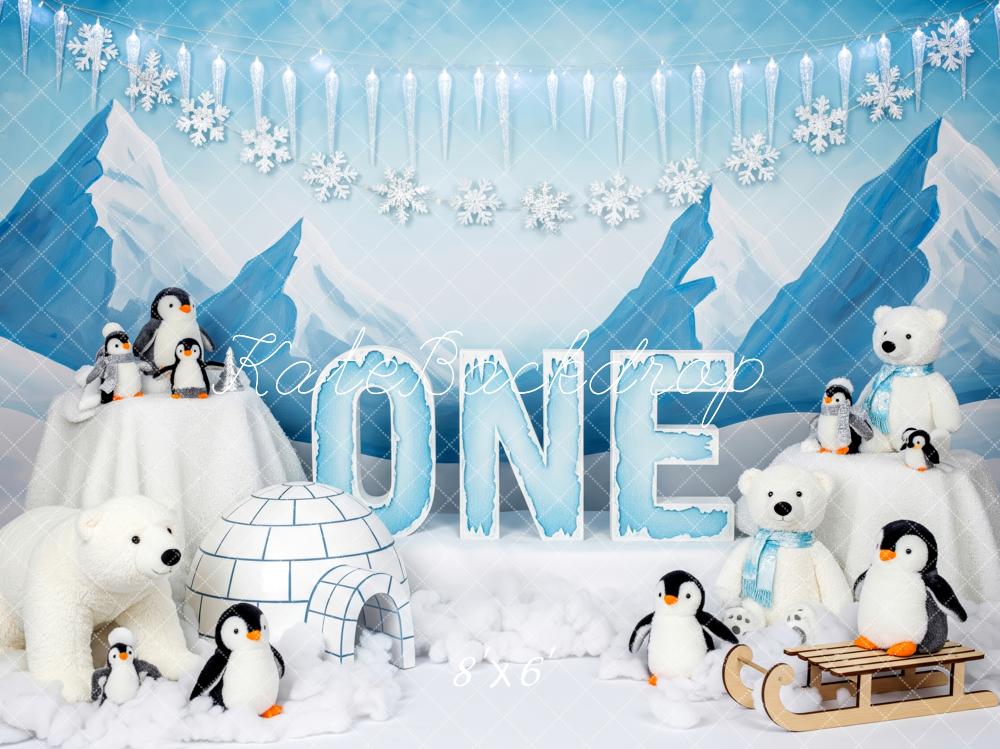 Kate Winter Penguins Polar Bears Igloo Backdrop Designed by Patty Robert