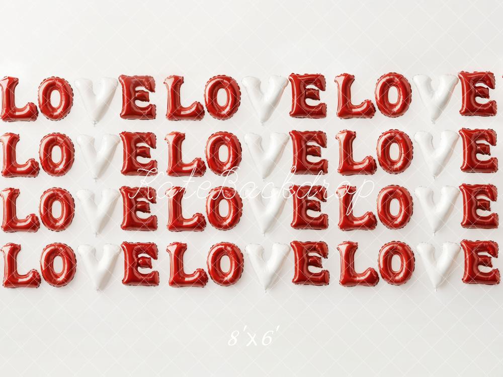 Kate Valentine Love Balloon Letters Red White Backdrop Designed by Emetselch