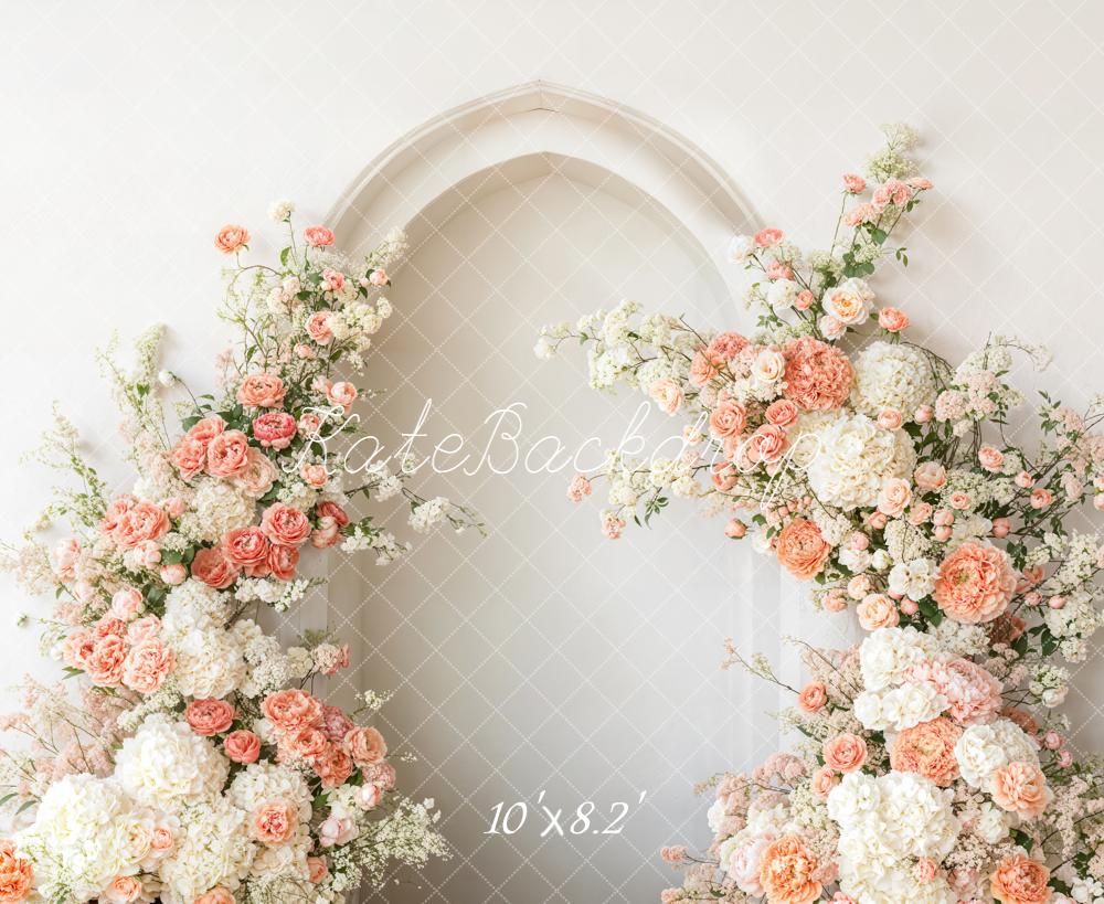 Kate Floral Arch White Blooms Arch Wall Backdrop Designed by Emetselch