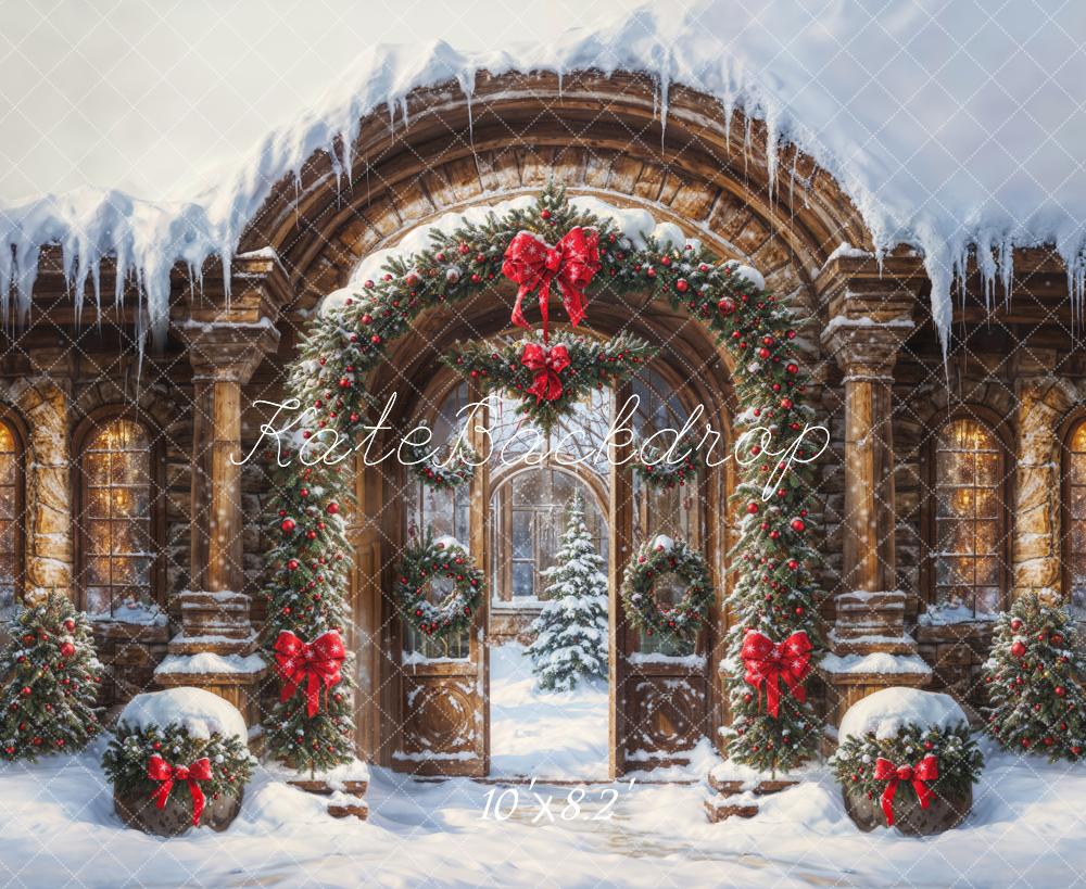Kate Christmas Snow Vintage Arch Castle Gate Backdrop Designed by GQ -UK