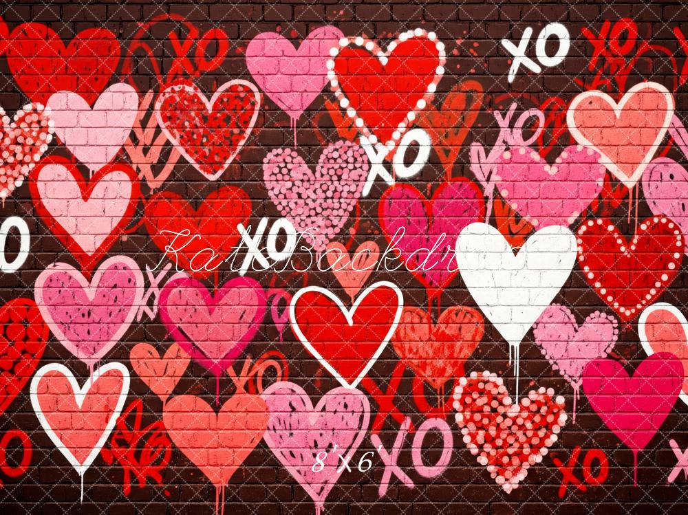 Kate Graffiti Hearts Brick Wall Valentine Backdrop Designed by Patty Robert