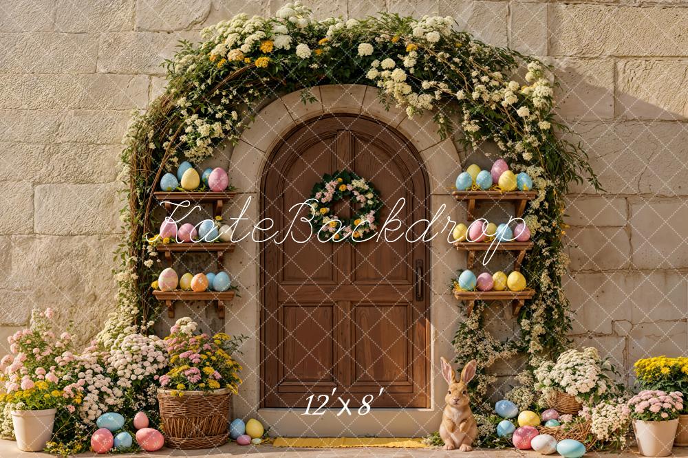 Kate Easter Bunny Arch Wooden Door Pastel Eggs Backdrop Designed by Emetselch