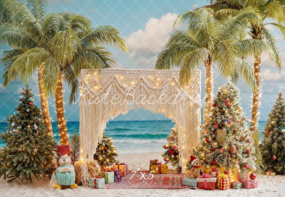 Kate Christmas Palm Trees Gift Boxes Backdrop Designed by Emetselch -UK